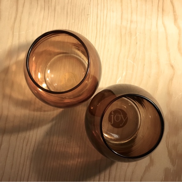 3/$20 Set of 2 JOY Amber Holders Glass Joy Brand Votive Tea Light - Picture 4 of 7